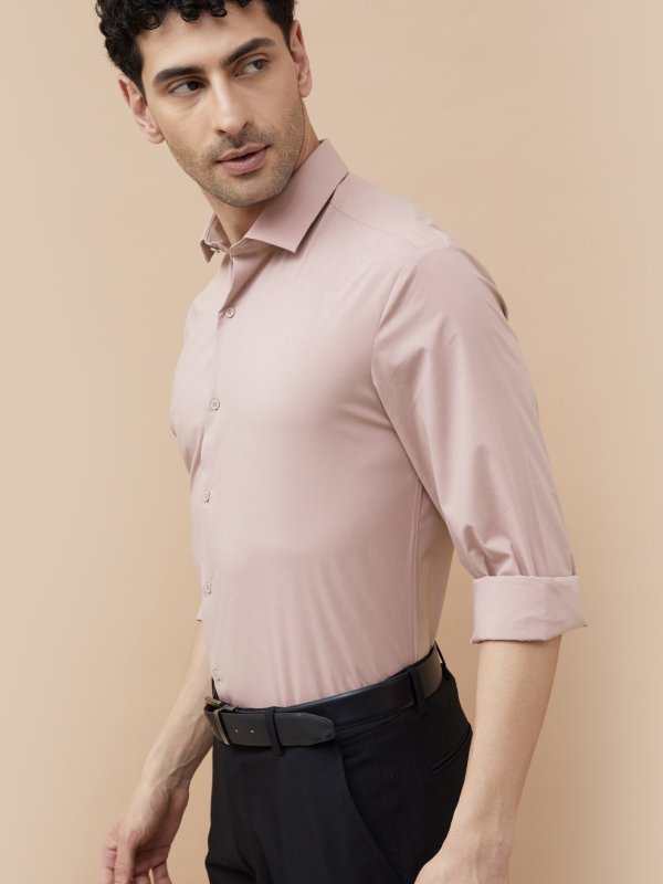 Pink Solid Slim Fit Formal Shirt