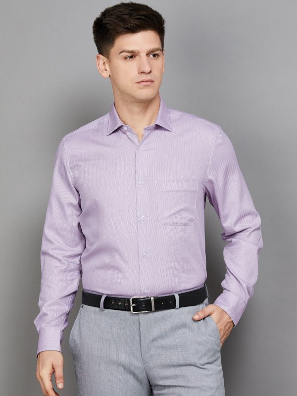 Purple Textured Regular Formal Shirt