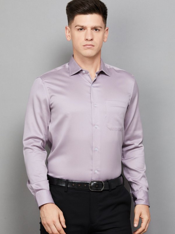 Purple Textured Regular Fit Formal Shirt