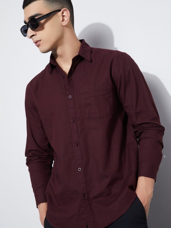 Wine Solid Smart Fit Shirt