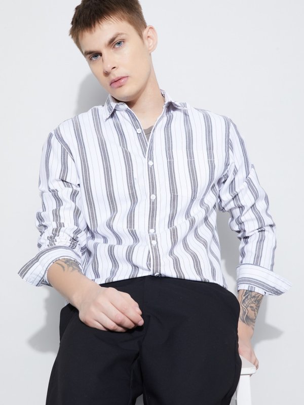 White Striped Smart Fit Shirt