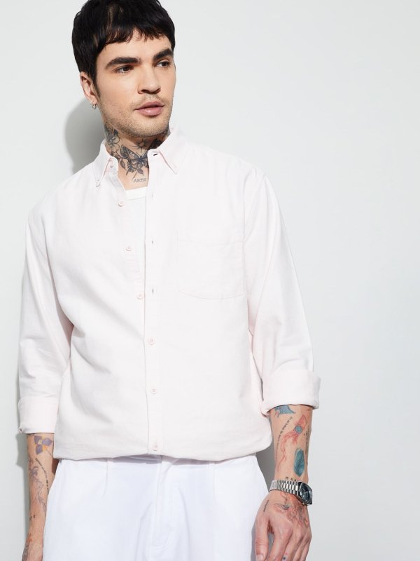 Light Pink Solid Smart Fit Shirt