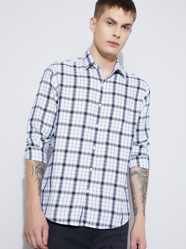 White Checked Smart Fit Shirt