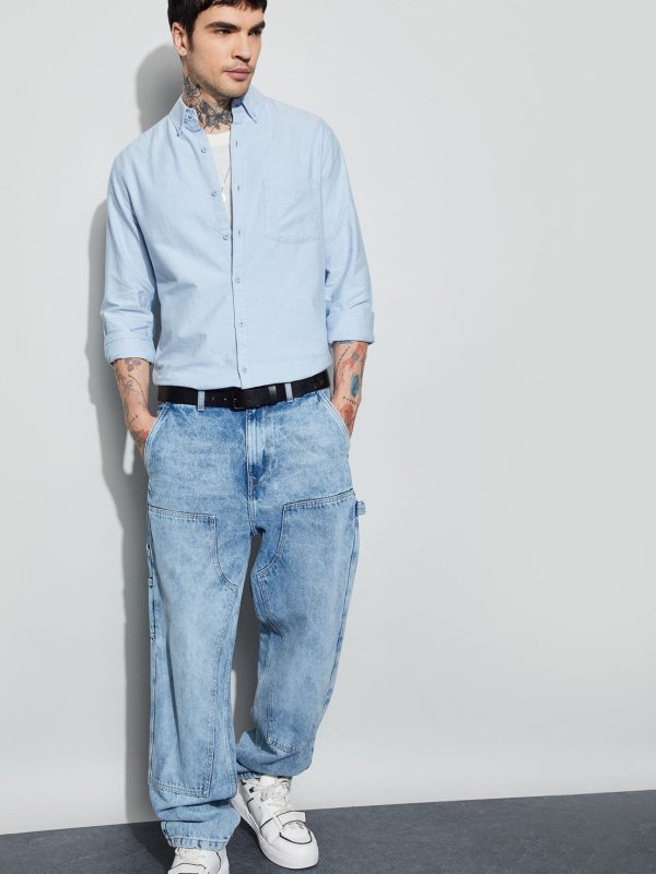 Blue Solid Smart Fit Shirt