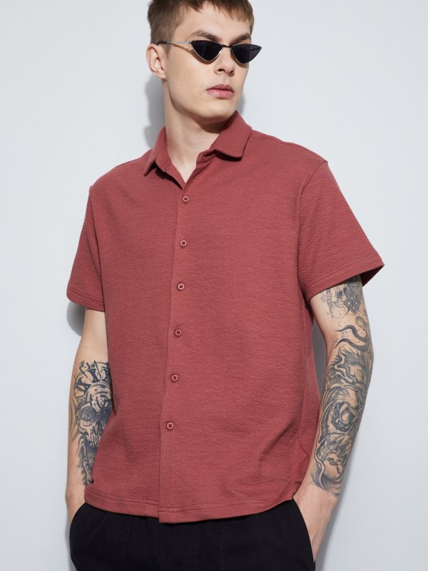 Rust Knit Smart Fit Shirt