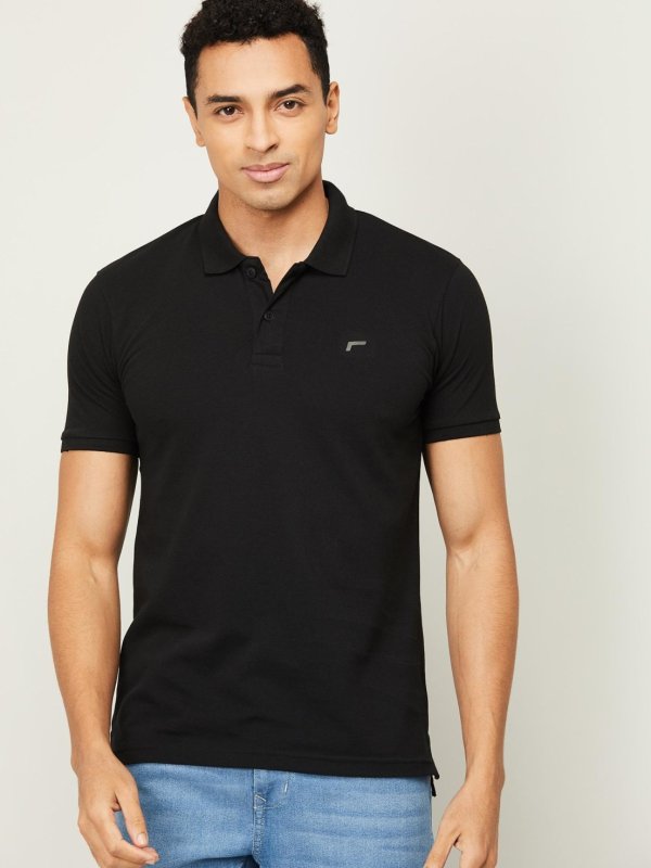 Black Solid Polo T-shirt