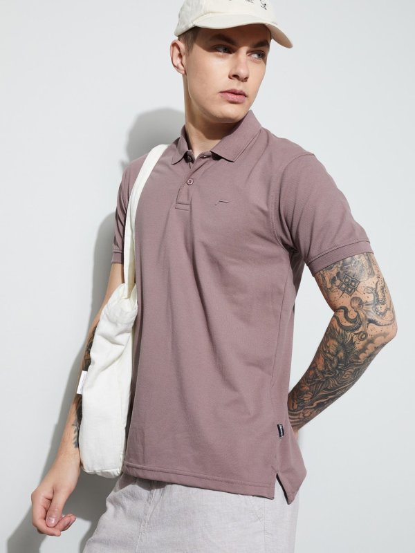 Light Mauve Solid Polo T-shirt