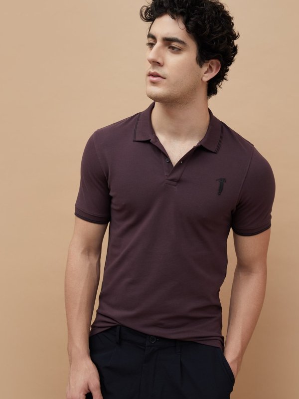 Purple Solid Polo T-shirt