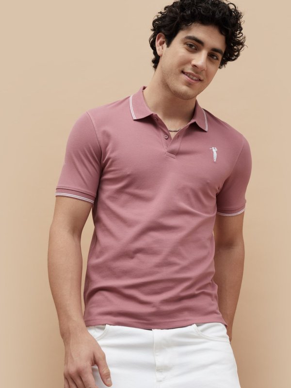 Pink Solid Polo T-shirt