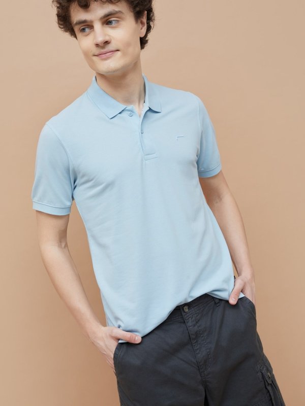 Light Blue Solid Polo T-shirt