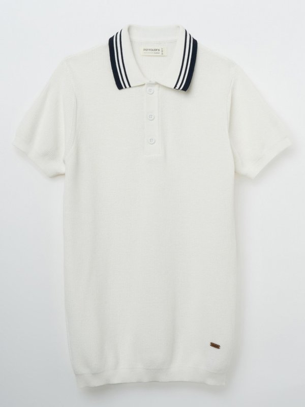 White Knit Polo T-Shirt
