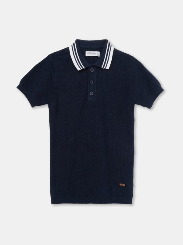Navy Knit Polo T-Shirt (2-8 Years)
