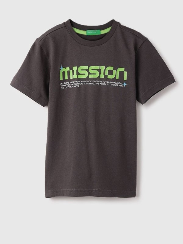 Medium Grey Printed Casual Half Sleeves Round Neck Boys Regular Fit T-Shirts