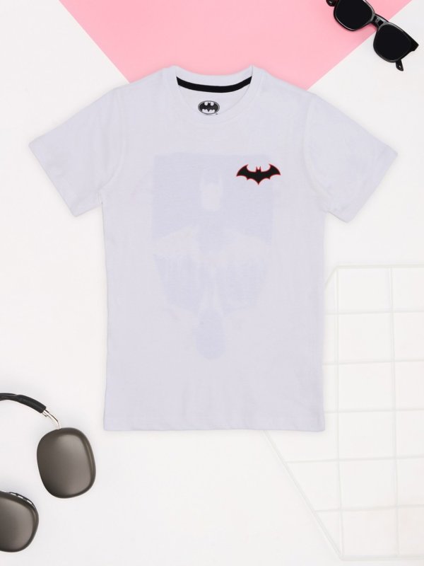 White Printed Casual Half Sleeves Round Neck Boys Regular Fit T-Shirt