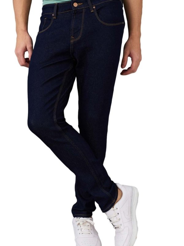 Navy Solid Full Length Casual Men Slim Fit Jeans